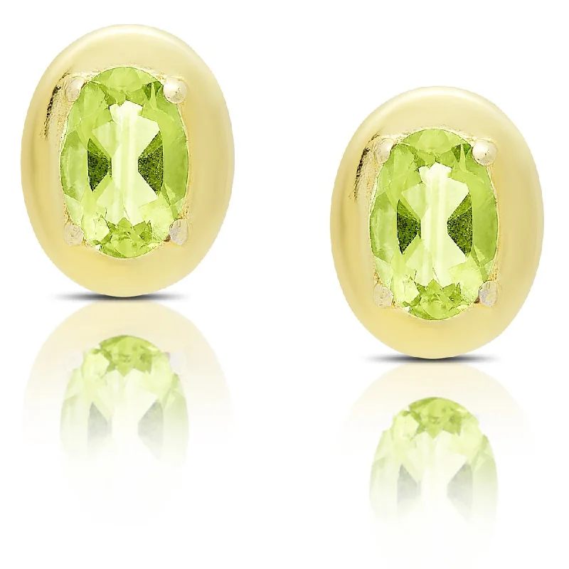 Dolce Giavonna Gold Over Silver Oval Gemstone Stud Earrings