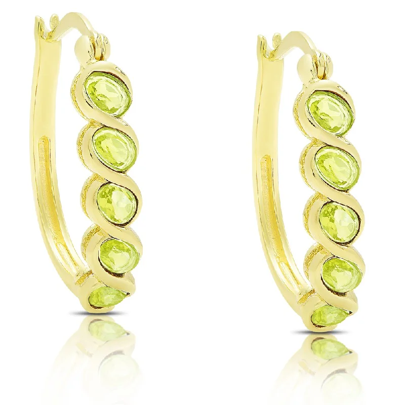 Dolce Giavonna Gold Over Silver Gemstone Hoop Earrings