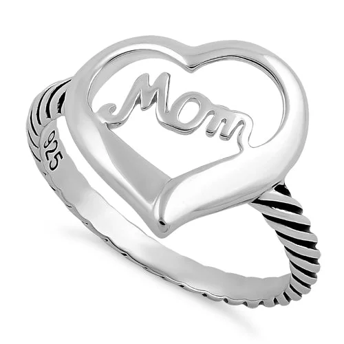 Sterling Silver Mom Heart Ring