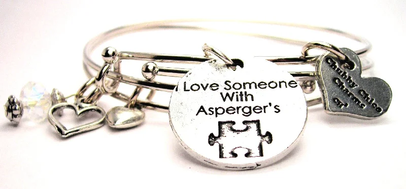 I Love Someone With Aspergers Expandable Bangle Bracelet Set