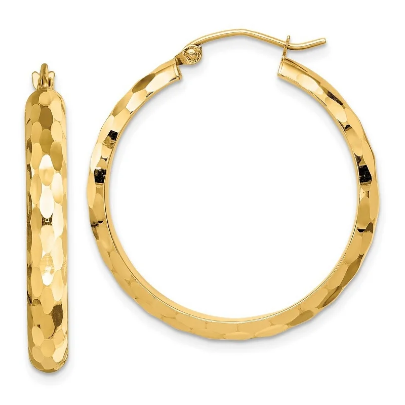 Curata 14k Sparkle Cut Hoop Earrings - 30mm long