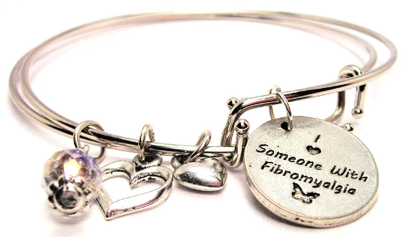 I Love Someone With Fibromyalgia Expandable Bangle Bracelet Set