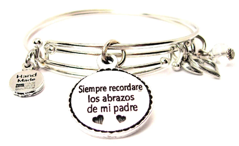 Siempre Recordare Los Abrazos De Mi Padre Ill Always Remember My Fathers Hugs Spanish Expandable Bangle Bracelet Set