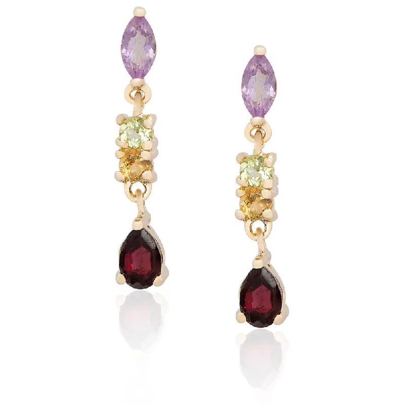 Dolce Giavonna Gold Over Sterling Silver Multi-gemstone Dangle Earrings