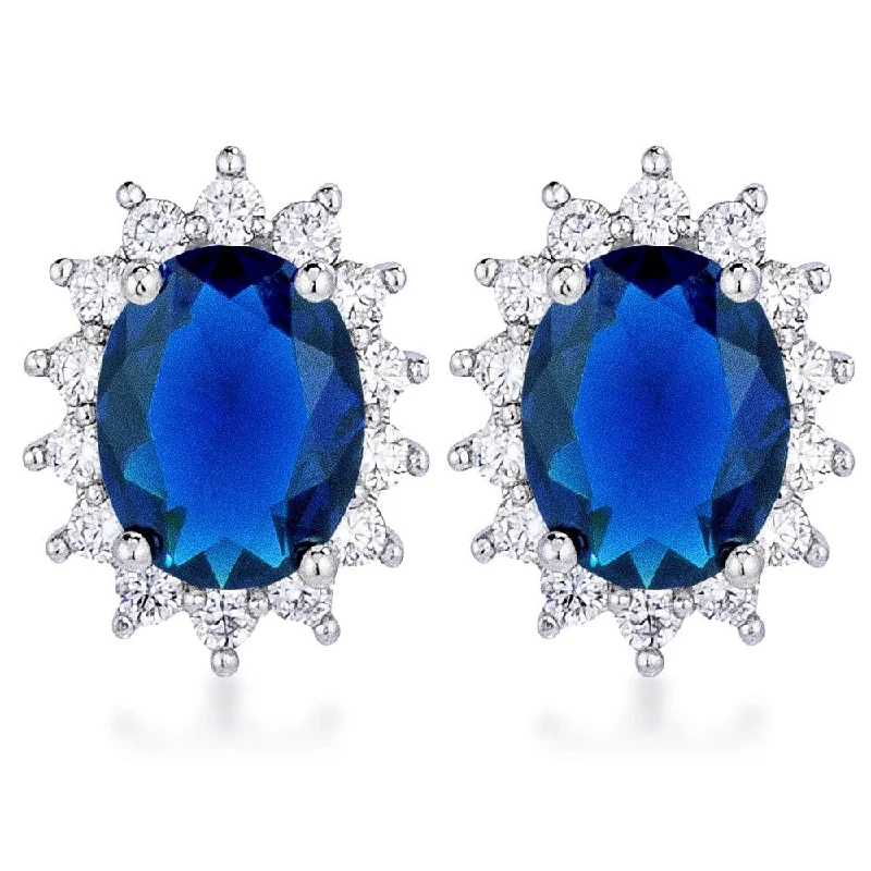 Royal Oval Earrings Rhodium Plated Beautiful And Durable Jewelry For Everyday Wear - N/A