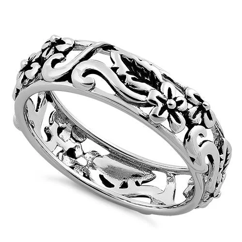 Sterling Silver Floral Design Ring