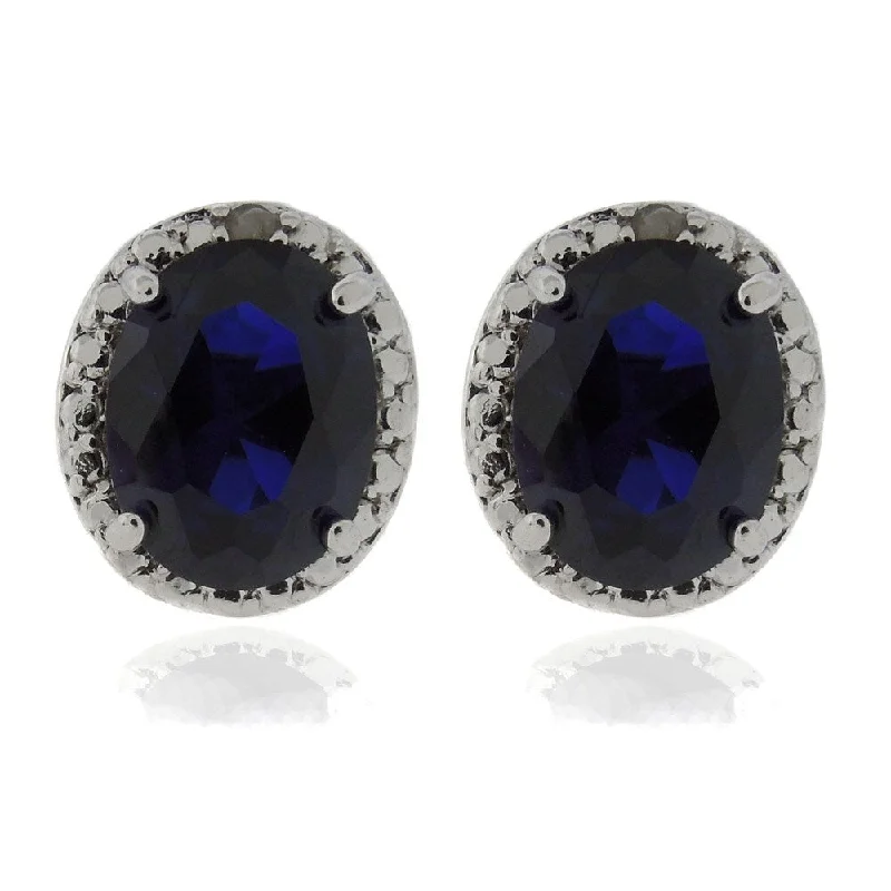 Dolce Giavonna Silverplated Lab-created Sapphire and Diamond Accent Earrings