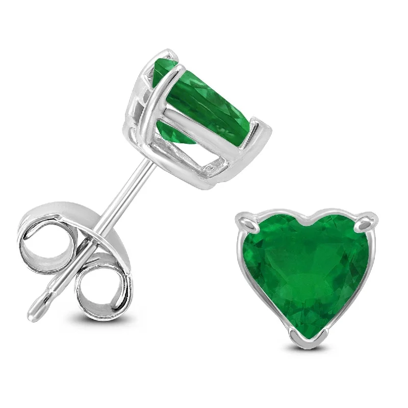 Marquee 14K White Gold 4MM Heart Emerald Earrings