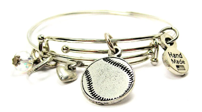 Engraved Baseball Softball Expandable Bangle Bracelet Set