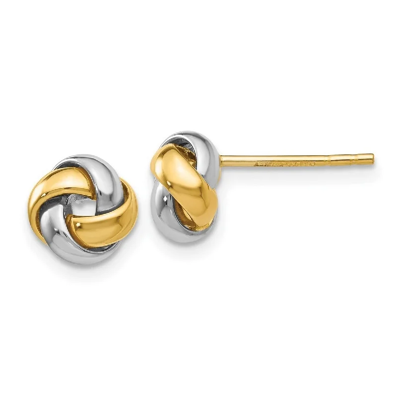 Curata 14k Two-Tone Polished Gold 8mm Love Knot Post Earrings