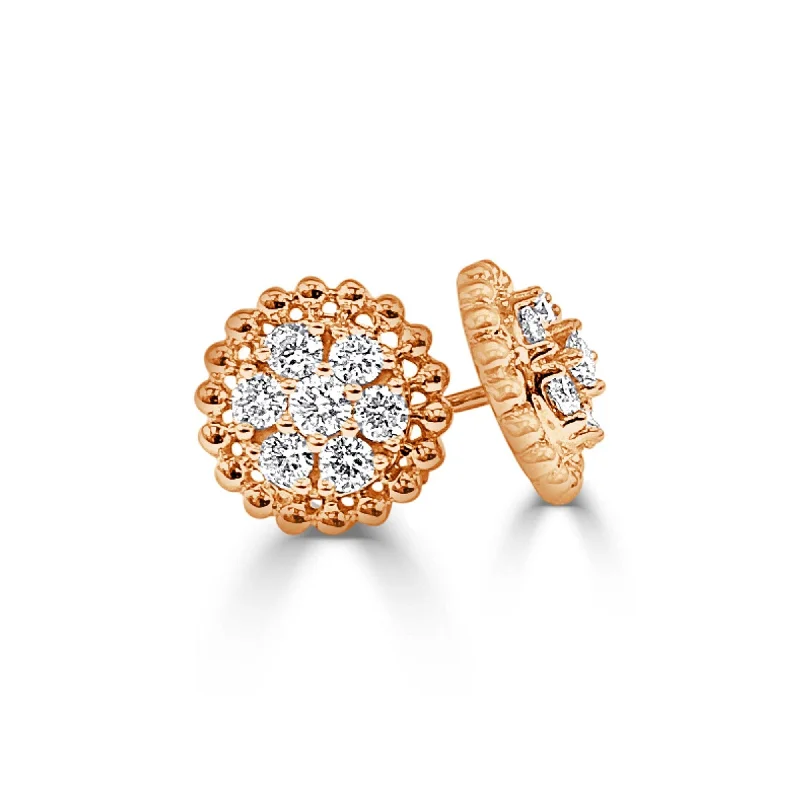 Joelle Diamond Cluster Stud Earrings 14K Rose Gold 3/8 CT TDW