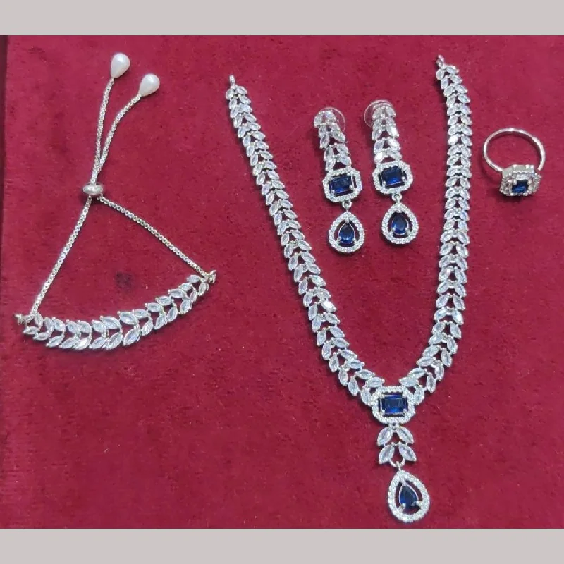 Manisha Jewellery Silver Plated AD Stone Combo Set