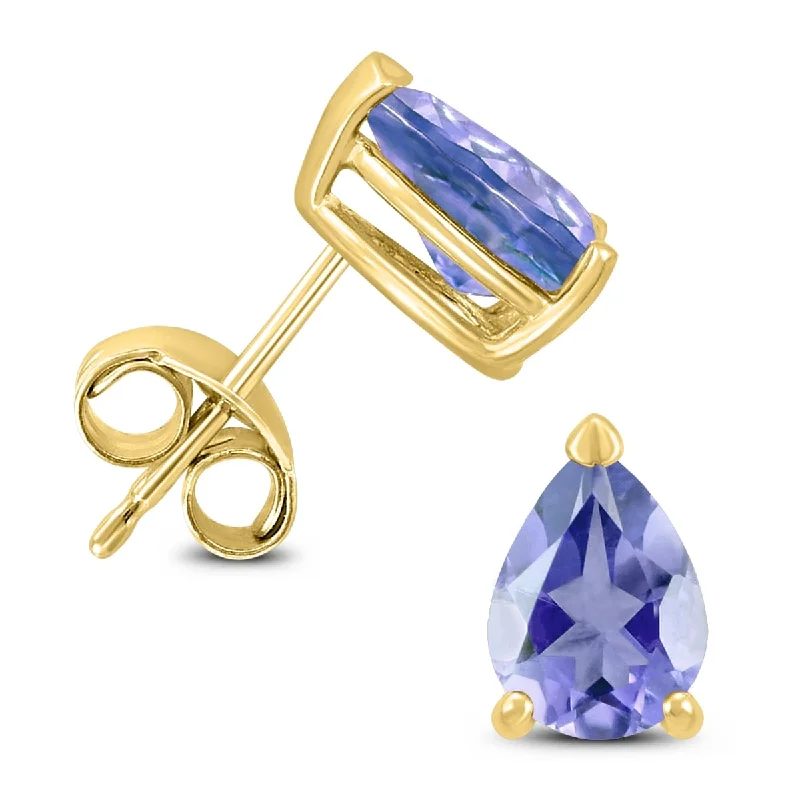 Marquee 14K Yellow Gold 5x3MM Pear Tanzanite Earrings