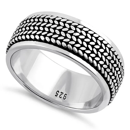 Sterling Silver Rope Pattern Eternity Band