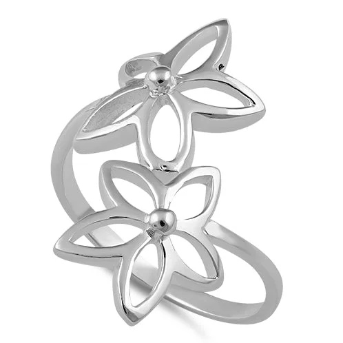 Sterling Silver End to End Flower Ring