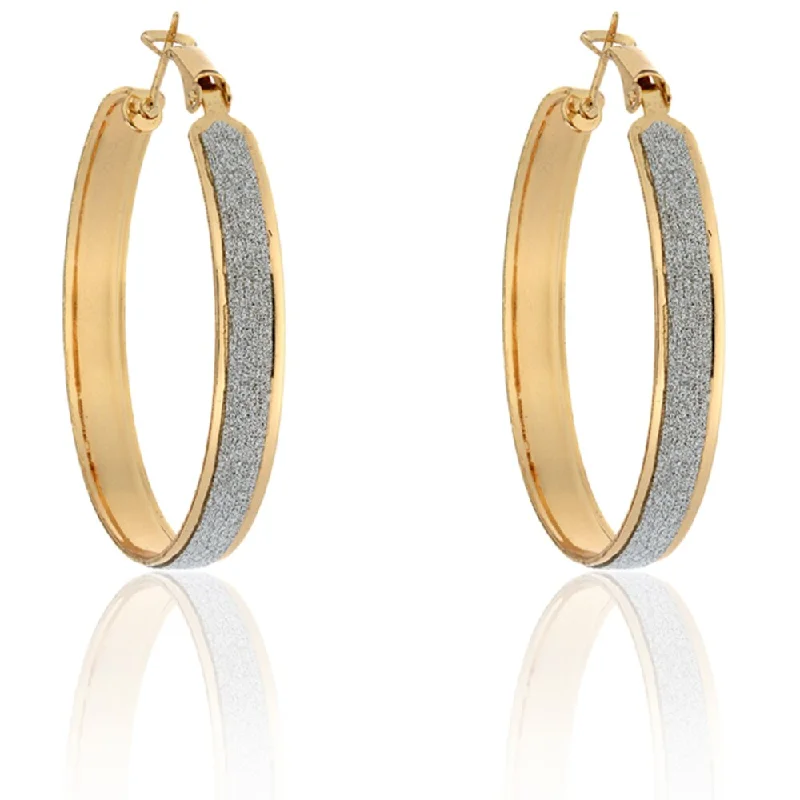 Dolce Giavonna Small Goldtone Glitter Hoop Earrings