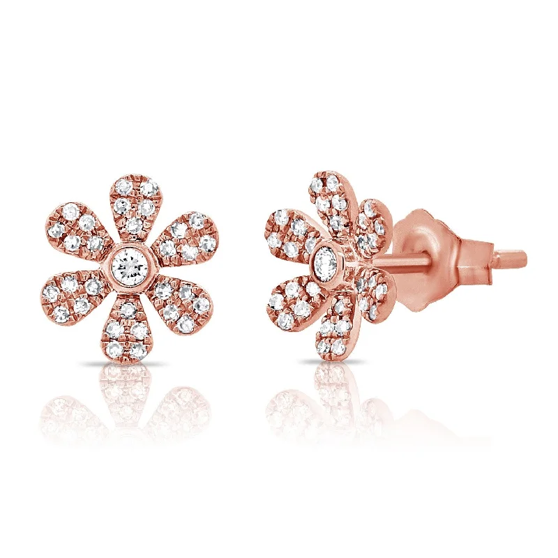 Joelle Diamond Flower Earrings 14K Rose Gold 0.20 CTTW