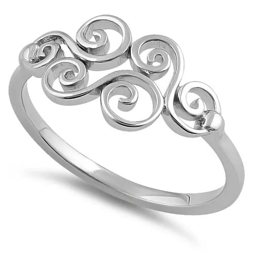 Sterling Silver Curly Waves Ring