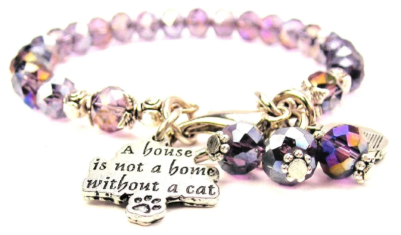 A House Is Not A Home Without A Cat Splash Of Color Crystal Bracelet