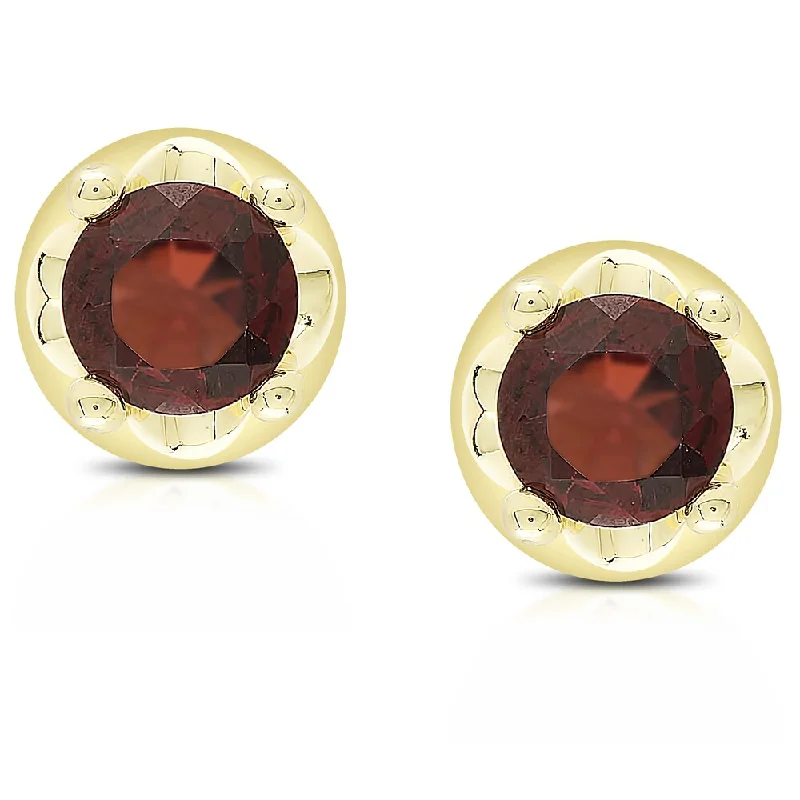 Dolce Giavonna Gold over Silver Gemstone Round Stud Earrings