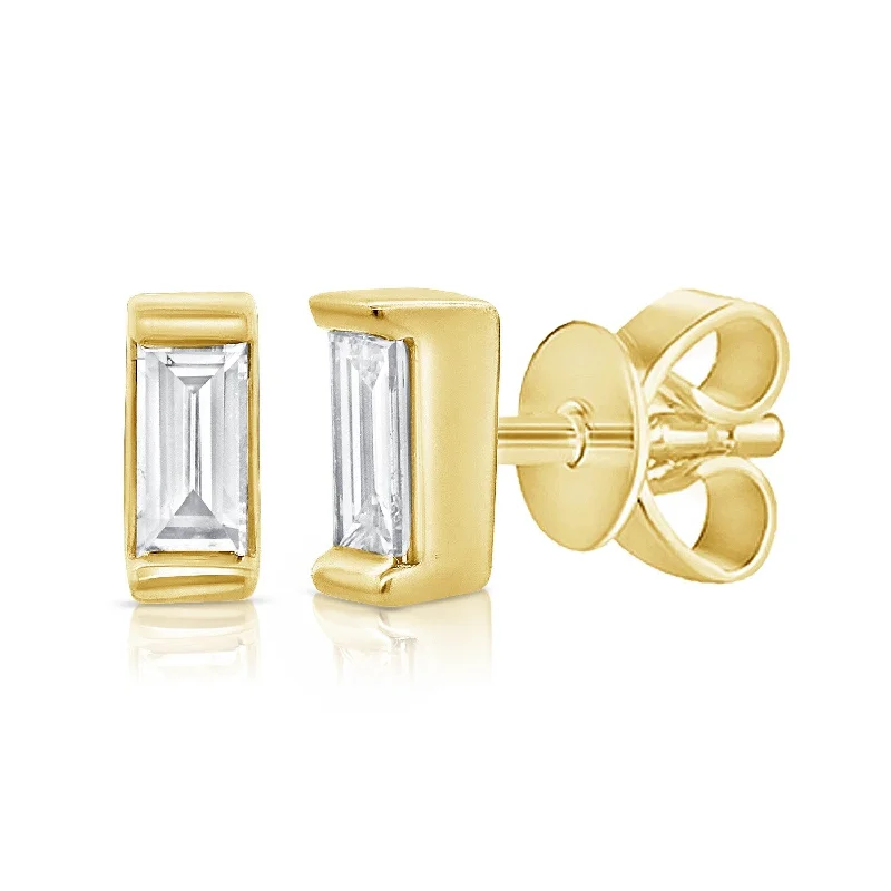 Joelle Diamond Baguette 1/5 cttw. Tiny Studs Earrings 14K Gold