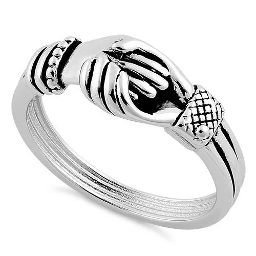 Sterling Silver Hand Shake Ring