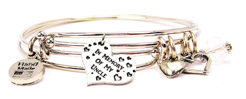 In Memory Of My Uncle Expandable Bangle Bracelet Set