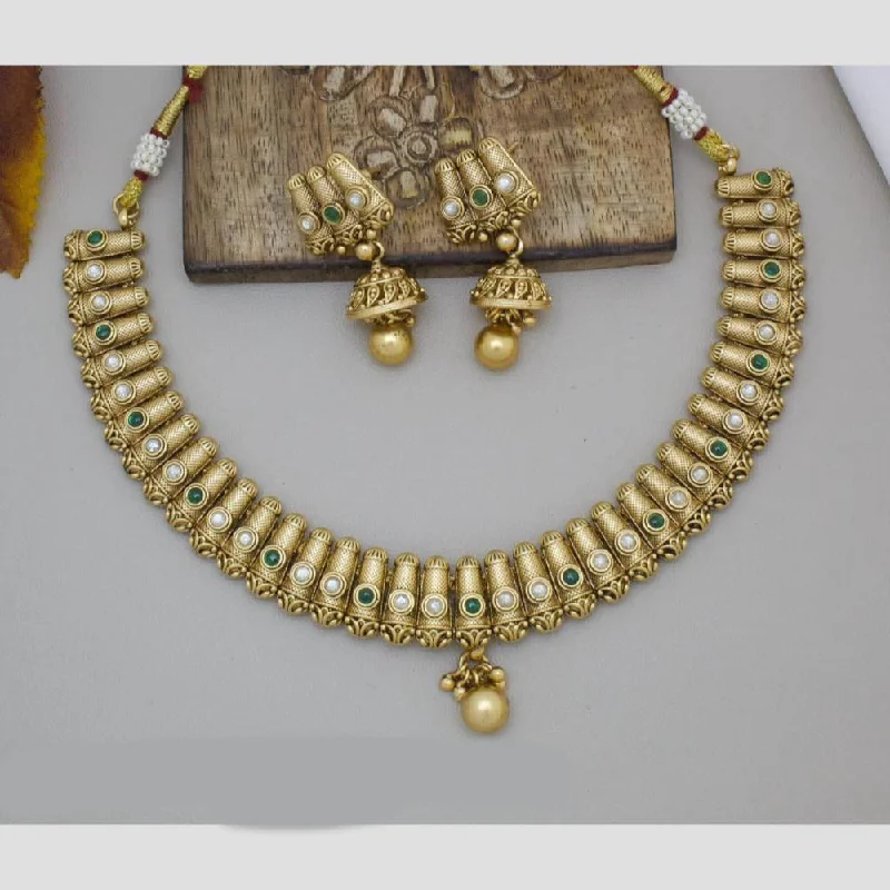 Manisha Jewellery Gold Plated Pota Stone Necklace Set