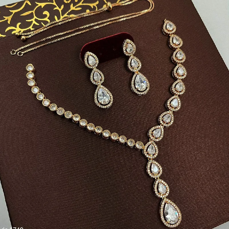 Aamrapali Gold Plated AD Stone Necklace Set