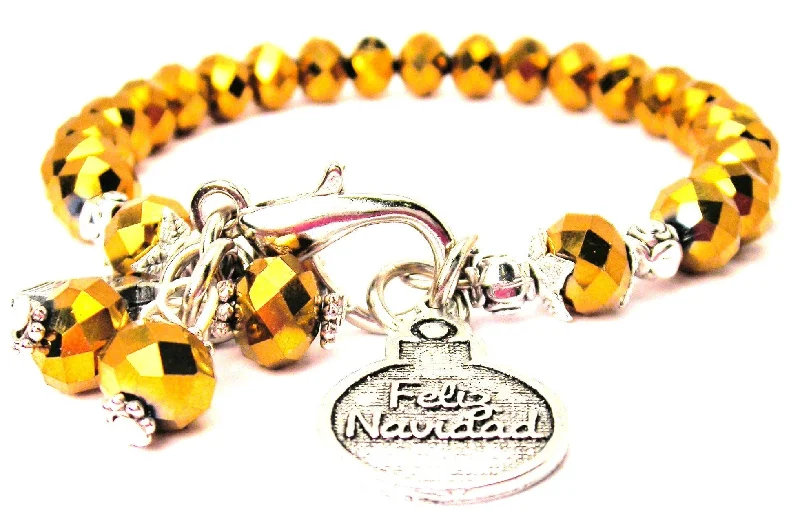 Feliz Navidad Merry Christmas Splash Of Color Crystal Bracelet