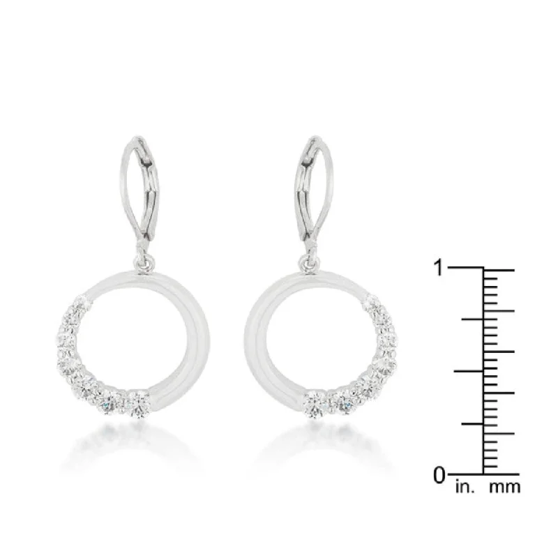 Graduated Cubic Zirconia Circle Earrings - 33 Mm L X 18 Mm W X 2.4 Mm H