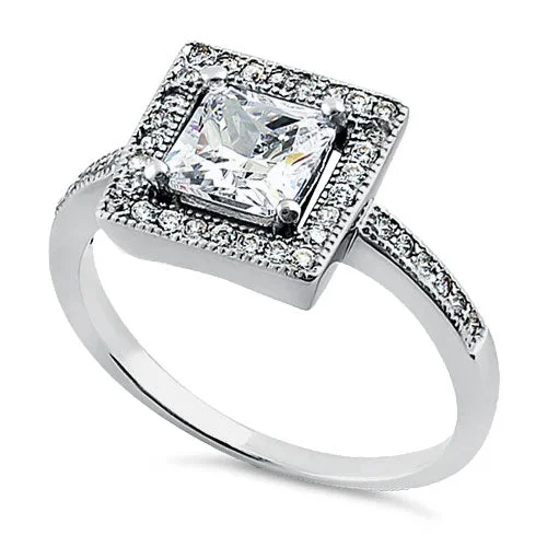 Sterling Silver Square CZ Ring