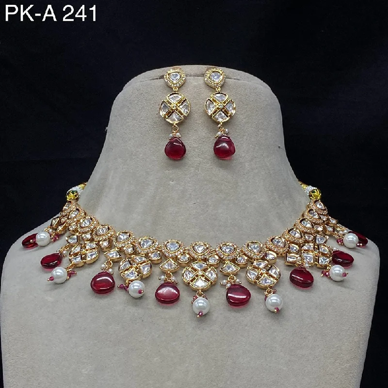 Royal Kundan Jewellery Gold Plated Polki Kundan And Beads Necklace Set