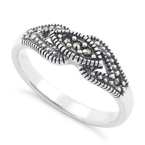 Sterling Silver Evil Eye Marcasite Ring