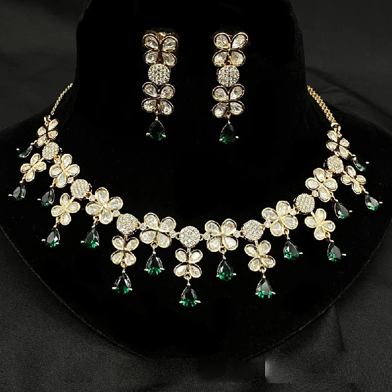 Amoliya Jewels Gold Plated Polki Kundan Necklace Set