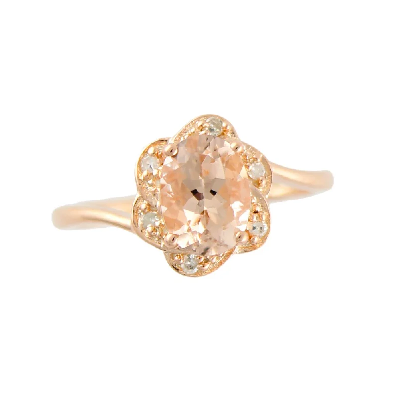 Rose Gold over Silver 0.90ct TGW Morganite and Diamond Ring