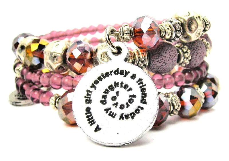 Little Girl Yesterday Friend Today Daughter Forever Circle Multi Wrap Bracelet