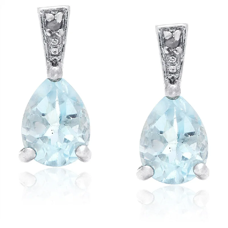 Dolce Giavonna Sterling Silver Blue Topaz and Diamond Accent Earrings