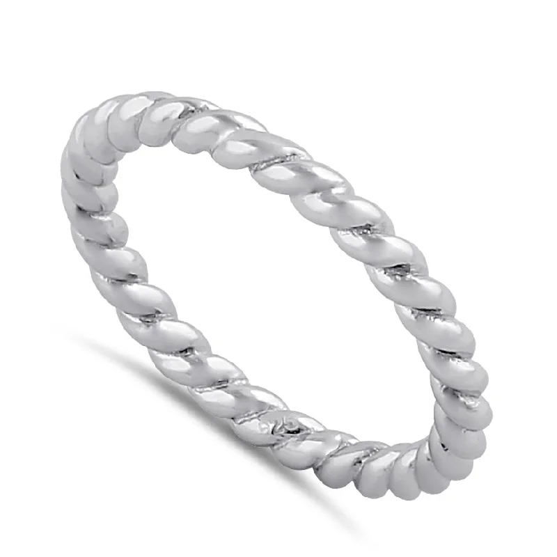 Sterling Silver Stackable Rope Ring