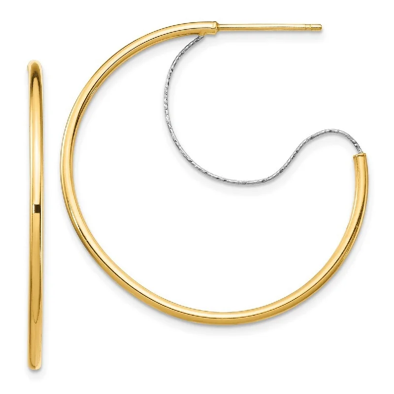 Curata 14k Two tone Gold Large 2x30mm Polished Hoop Earrings