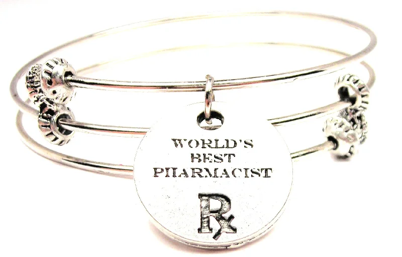 Worlds Best Pharmacist Triple Style Expandable Bangle Bracelet