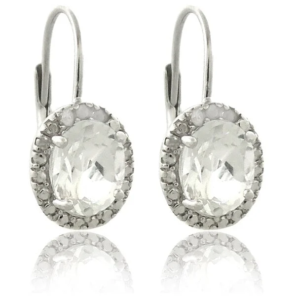 Dolce Giavonna Sterling Silver White Topaz and Diamond Accent Earrings