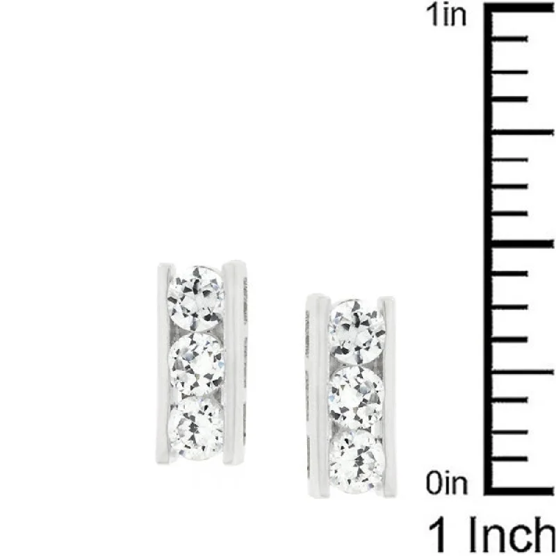 Cubic Zirconia Slate Stud Earrings - 9.9 (mm) X 4 (mm) X 3.3 (mm)