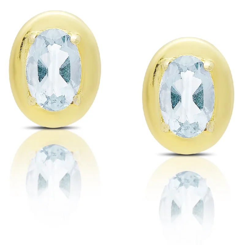 Dolce Giavonna Gold Over Silver Oval Gemstone Stud Earrings