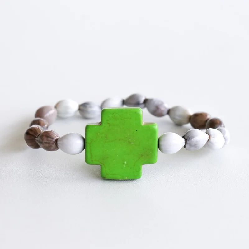 Lucky Seed Bracelet with Green Cross