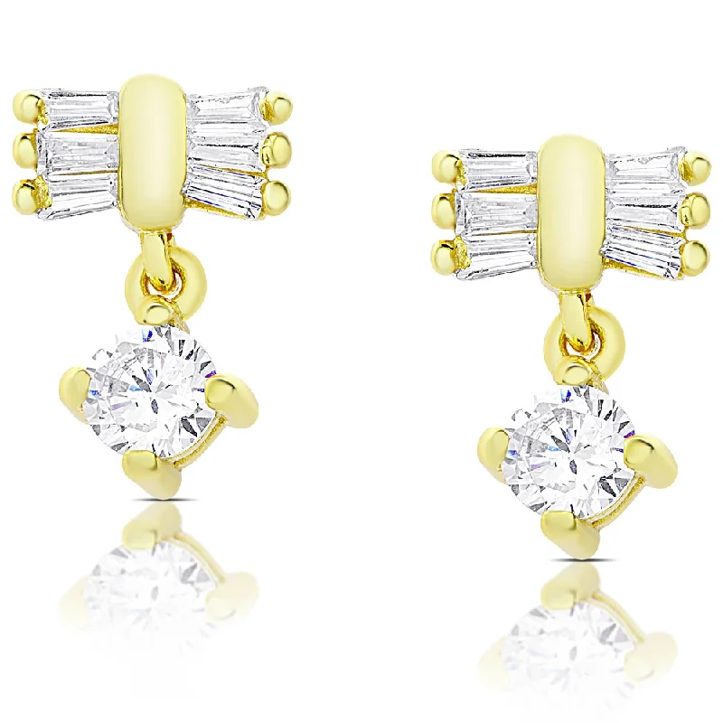 Dolce Giavonna Gold Over Silver or Sterling Silver Cubic Zirconia Stud Earrings