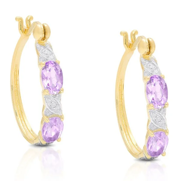 Dolce Giavonna Goldplated Sterling Silver Gemstone and Diamond Accent XO Hoop Earrings