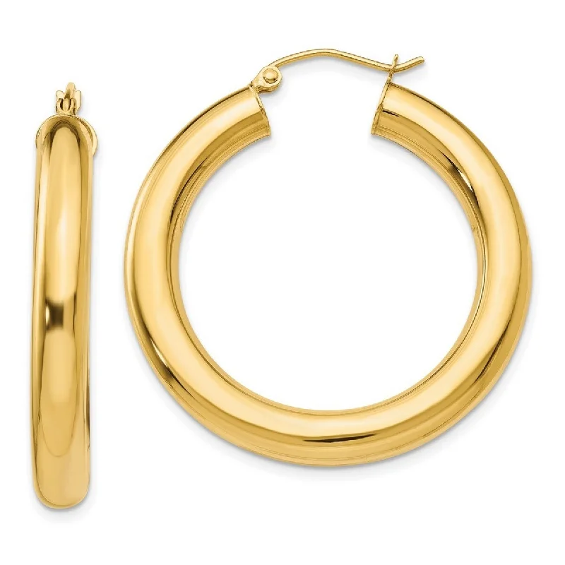 Curata 14k Yellow Gold YG Polished 5x35mm Lightweight Hoop Earrings