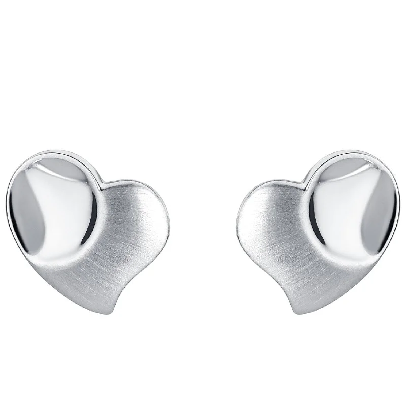 Sterling Silver Tilted Heart Earrings