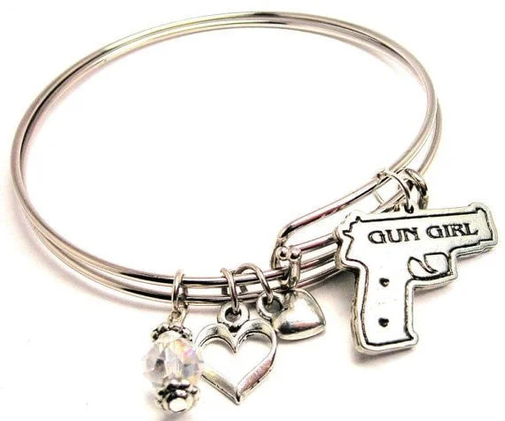 Gun Girl Expandable Bangle Bracelet Set